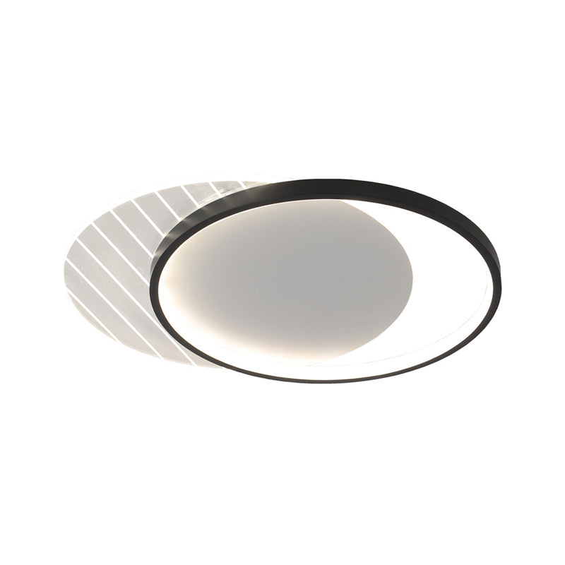 Black Dual-Square/Round Flushmount Modern LED Acrylic Close to Ceiling Light in Warm/White/3 Color Light