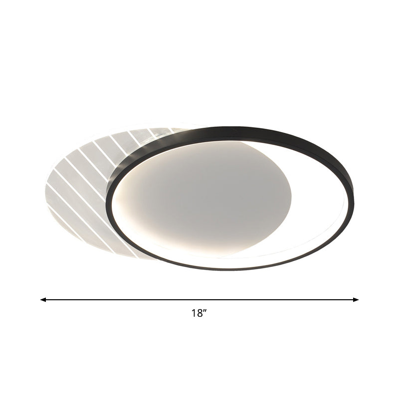 Black Dual-Square/Round Flushmount Modern LED Acrylic Close to Ceiling Light in Warm/White/3 Color Light