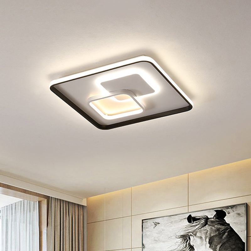Ronde / carré / DEL rectangulaire Modernisme Aluminium Black Ceiling Mount Lighting in Warm / White Light for Bedroom
