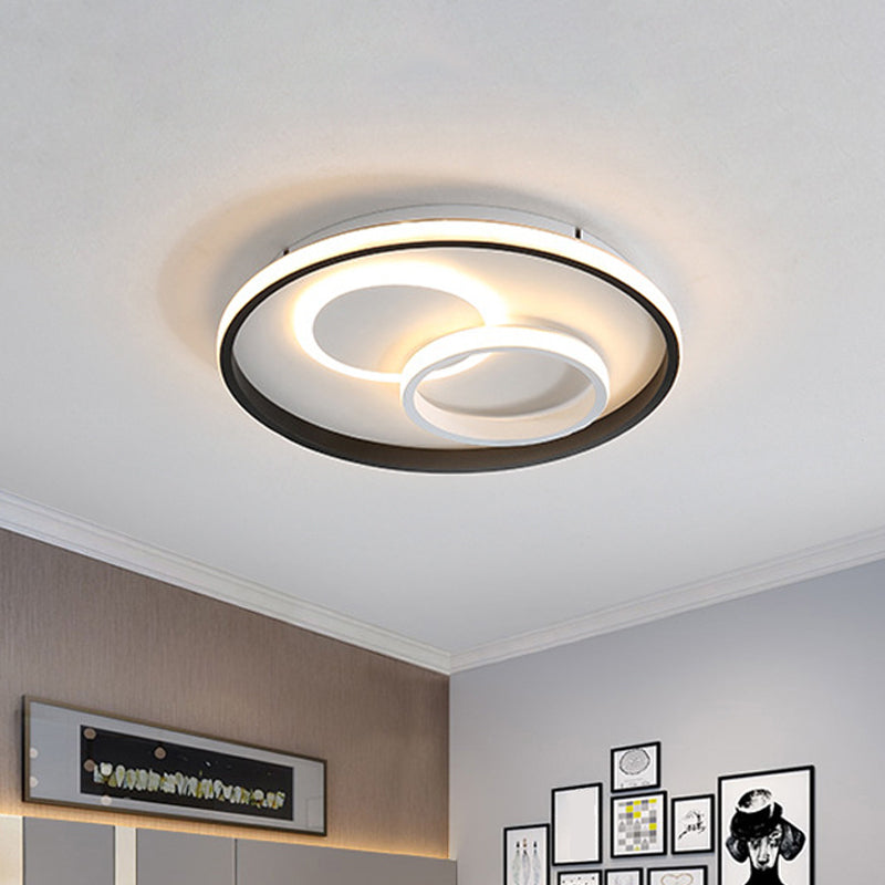 Ronde / carré / DEL rectangulaire Modernisme Aluminium Black Ceiling Mount Lighting in Warm / White Light for Bedroom