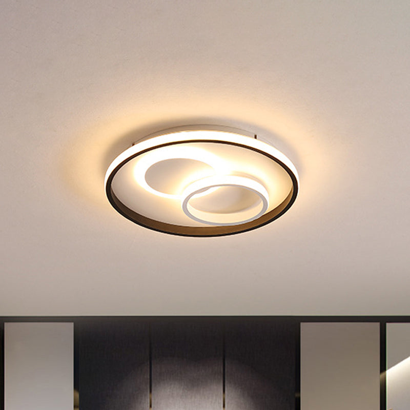 Lampada da incasso a LED rotonda/quadrata/rettangolare Modernismo in alluminio nero con montaggio a soffitto Illuminazione a luce calda/bianca per camera da letto