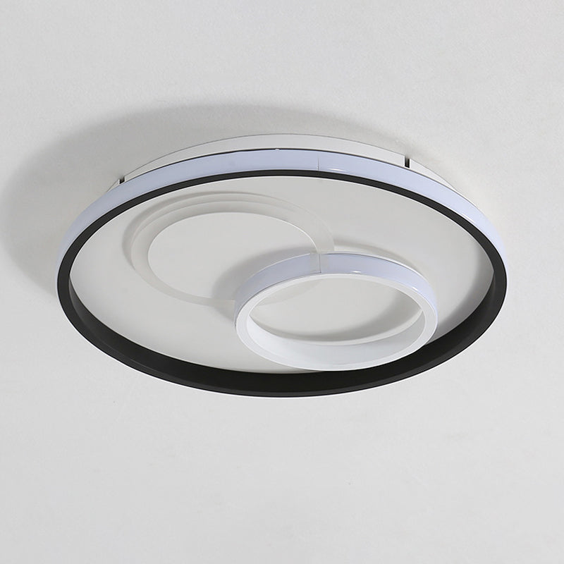 Lampada da incasso a LED rotonda/quadrata/rettangolare Modernismo in alluminio nero con montaggio a soffitto Illuminazione a luce calda/bianca per camera da letto