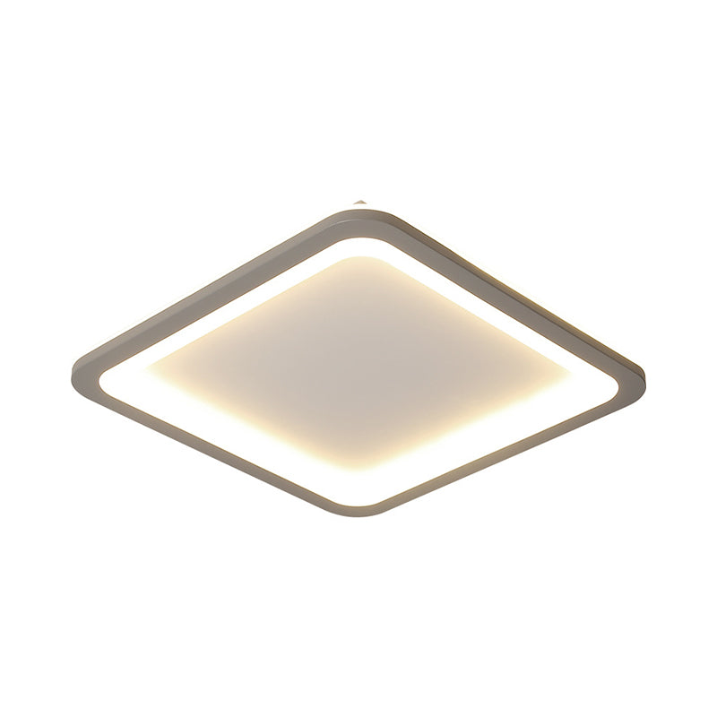 Extra Thin Square Bedroom Flush Mount Acrylic 14.5"/19"/23.5" W LED Nordic Flush Ceiling Lamp in Grey, Warm/White Light