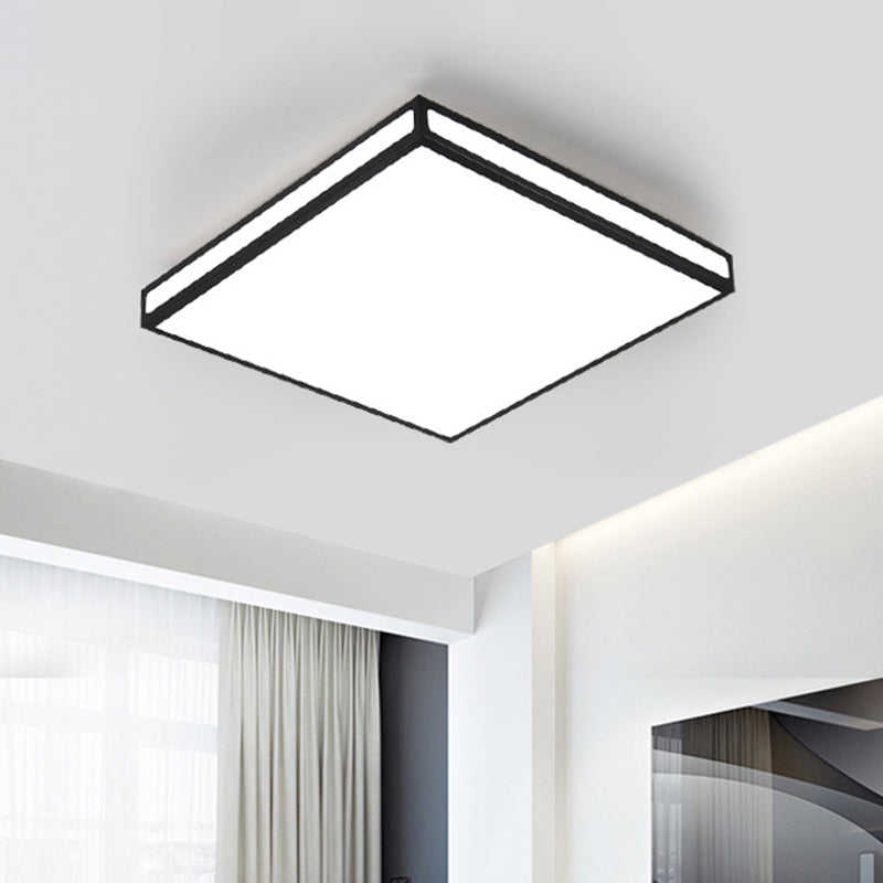 Black Square/Rectangle LED Flush Light Minimalistic Acrylic Close to Ceiling Lamp for Living Room