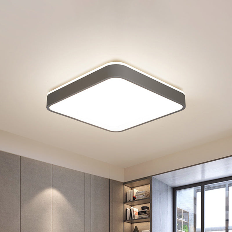 Acrylic Square/Rectangle Ceiling Lamp Simplicity LED Grey/White Flush Mounted Light in Warm/White Light for Bedroom