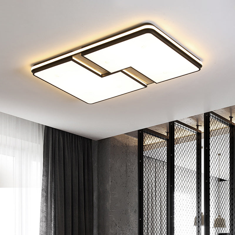 Quadrato / Rettangolare Acrilico Flushmount Minimalism Black - White LED Massimale Light con Split Design, White/3 Color Light