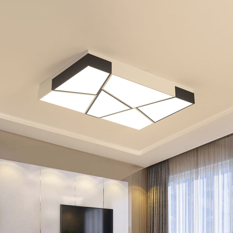 Acrylic Tangram LED Flush Mount Lamp Modern Black and White Square/Rectangle Ceiling Light in White/3 Color Light