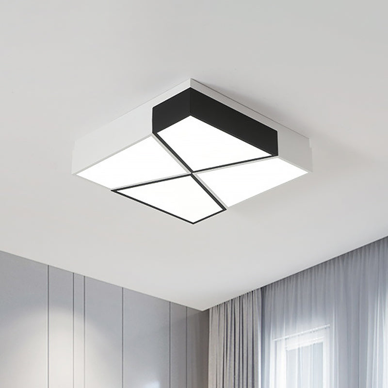 Acrylic Tangram LED Flush Mount Lamp Modern Black and White Square/Rectangle Ceiling Light in White/3 Color Light
