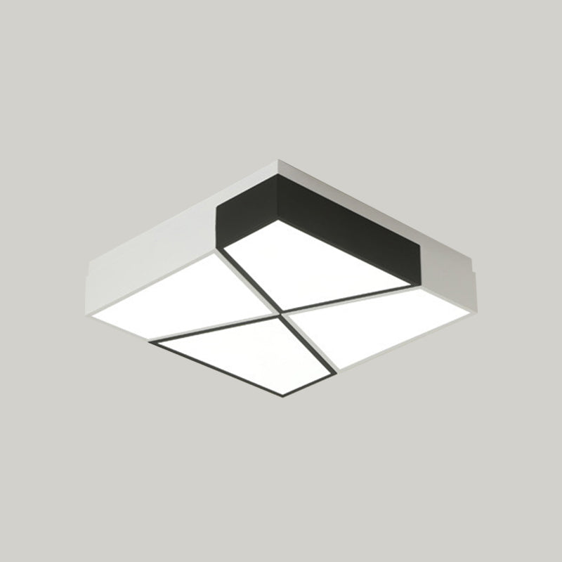 Acrylic Tangram LED Flush Mount Lamp Modern Black and White Square/Rectangle Ceiling Light in White/3 Color Light