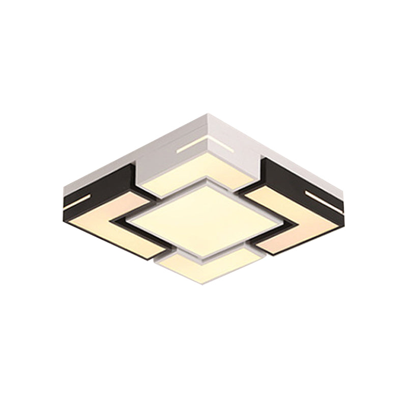 Black-White Splicing Square Ceiling Flush Nordic LED Acrylic Flush Mount Light in White/3 Color Light