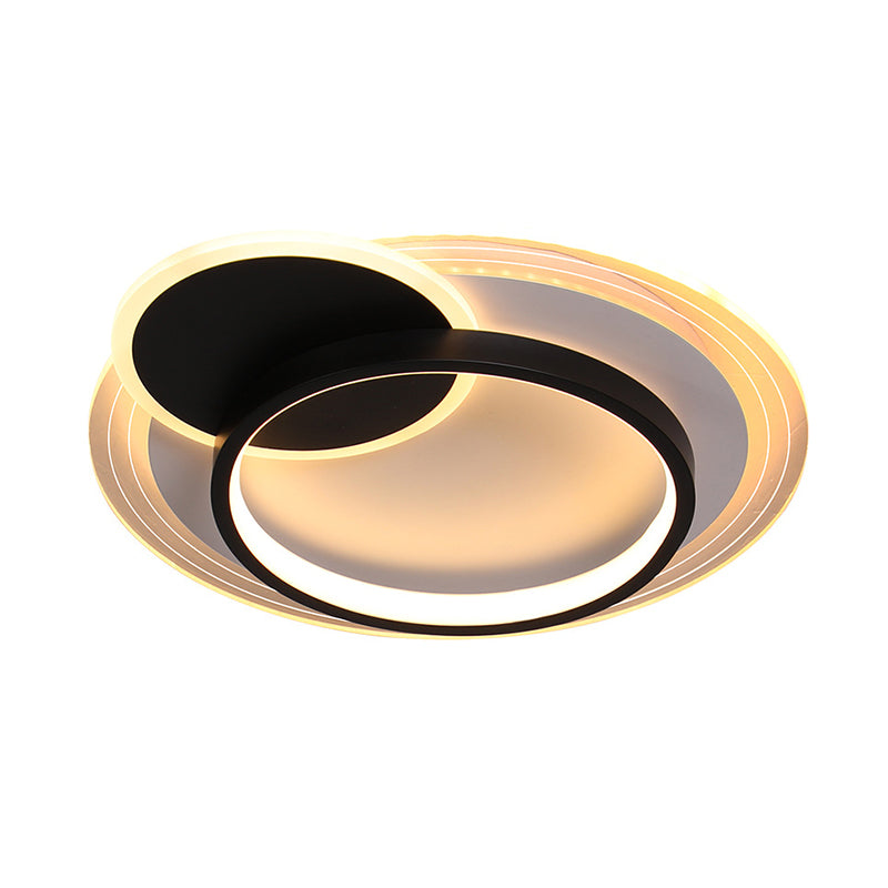 Doble luz redonda / cuadrada incorporada Nordic acrílico blanco y negro LED cálido luz blanca Hotel lámpara de techo