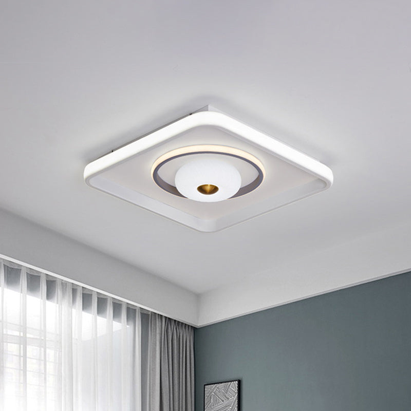 Square/Rectangle LED Ceiling Flush Modern Style Acrylic White Flush Mount Lamp with Donut Design