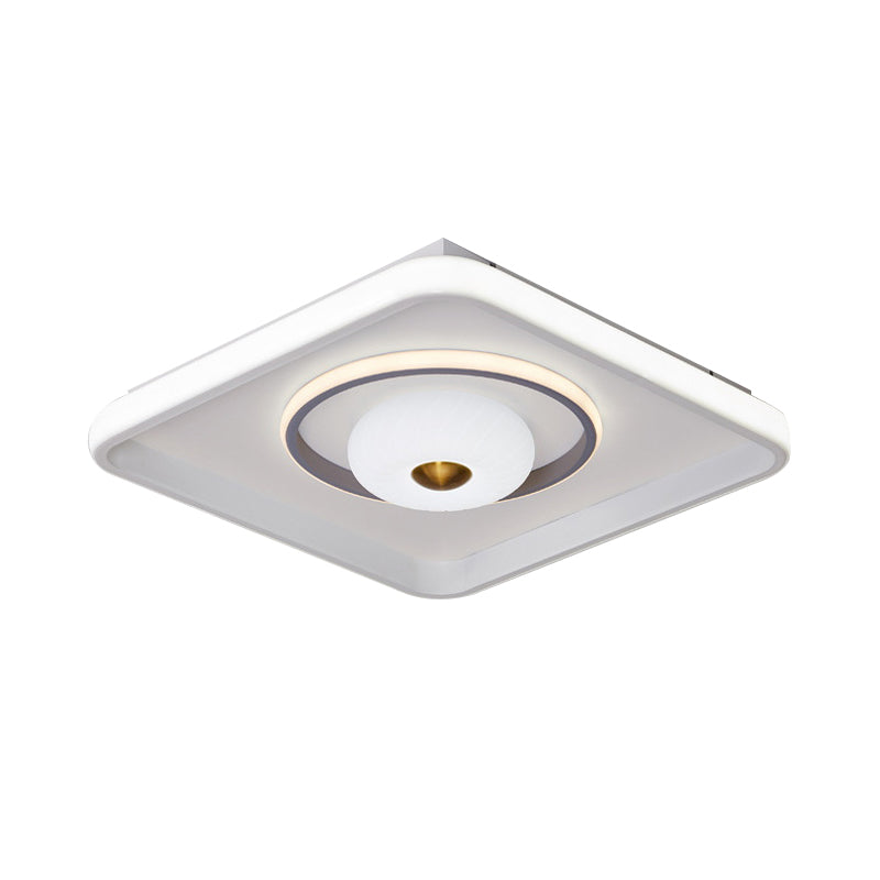 Square/Rectangle LED Ceiling Flush Modern Style Acrylic White Flush Mount Lamp with Donut Design