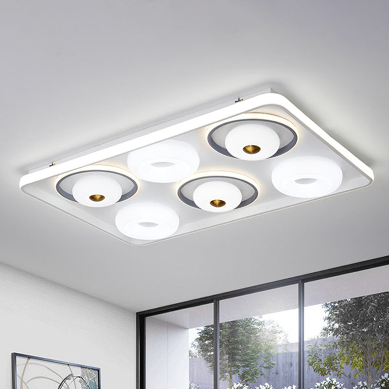 Square/Rectangle LED Ceiling Flush Modern Style Acrylic White Flush Mount Lamp with Donut Design