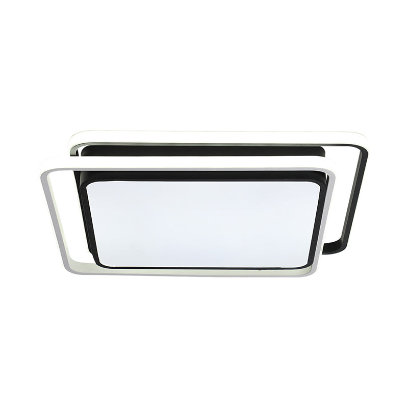 Square Acrylic Ceiling Flush Mount Minimalist Black/White LED Flushmount Lighting in Warm/White/3 Color Light for Hotel