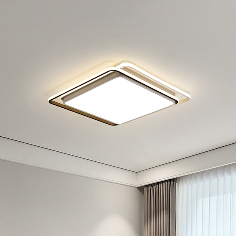 Square Acrylic Ceiling Flush Mount Minimalist Black/White LED Flushmount Lighting in Warm/White/3 Color Light for Hotel