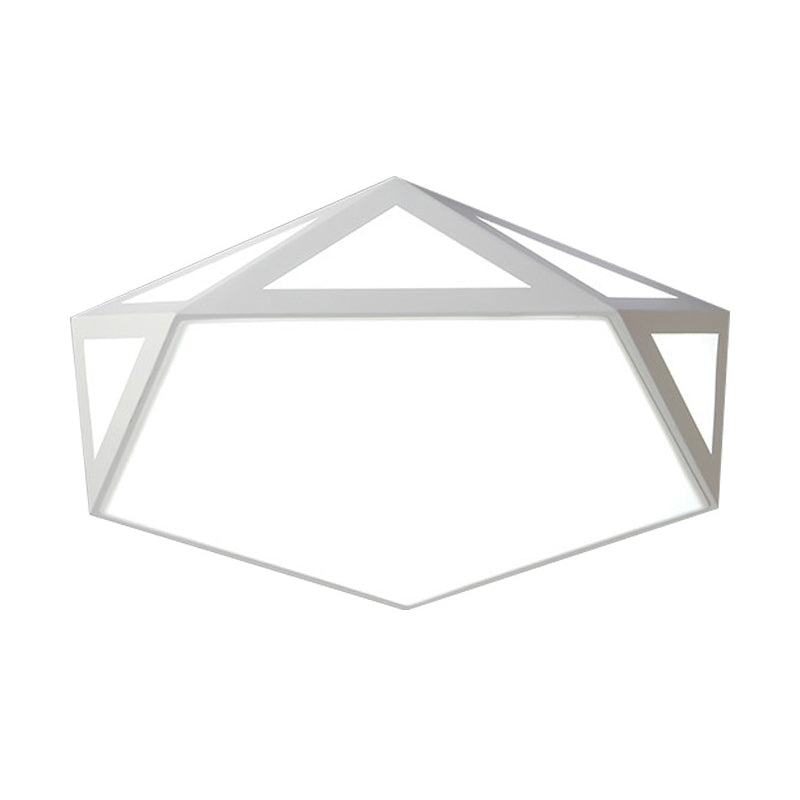 16.5"/20.5" W Foyer LED Flush Ceiling Light Modern Black/White Flush-Mount Light Fixture with Pentagon Acrylic Shade