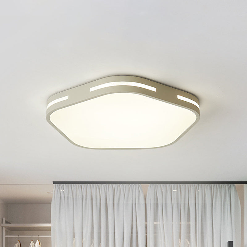 Bedroom LED Flush Ceiling Light Black/White Flush Mount Lamp with Pentagram Acrylic Shade, 15"/18.5" Width