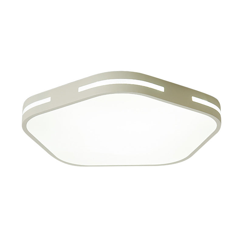 Bedroom LED Flush Ceiling Light Black/White Flush Mount Lamp with Pentagram Acrylic Shade, 15"/18.5" Width