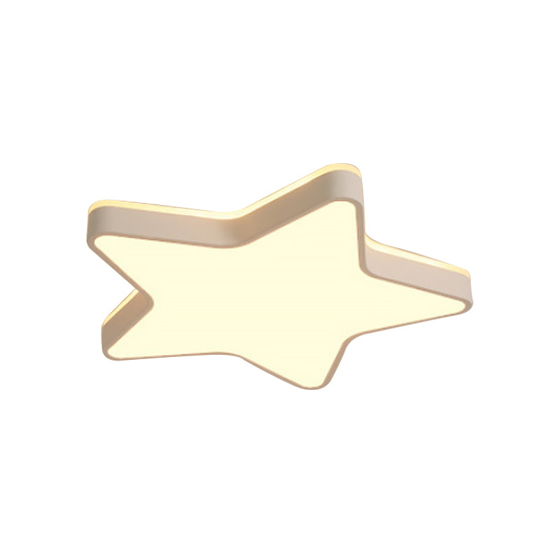 Pink/Blue/White Star Flush Light Cartoon Acrylic LED Flush Mount Ceiling Light in Warm/White Light for Childrens Bedroom