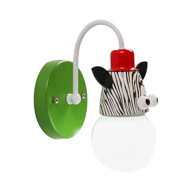 Modern Lovely Zebra Sconce Light Single Head Metal Wall Lamp for Kid Bedroom