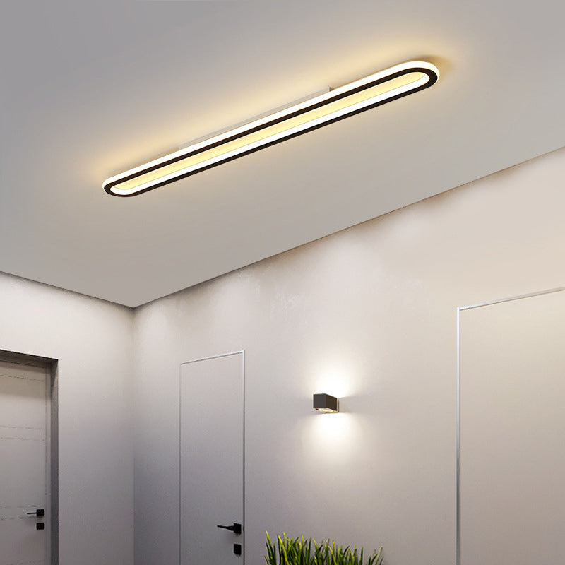 Elongated Slim Ceiling Mount Light Simplicity Acrylic 16"/23.5"/39" L LED Corridor Flushmount Lighting in Black, Warm/White Light