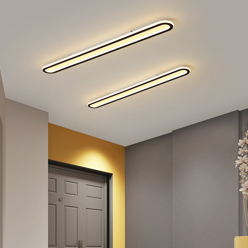 Elongated Slim Ceiling Mount Light Simplicity Acrylic 16"/23.5"/39" L LED Corridor Flushmount Lighting in Black, Warm/White Light