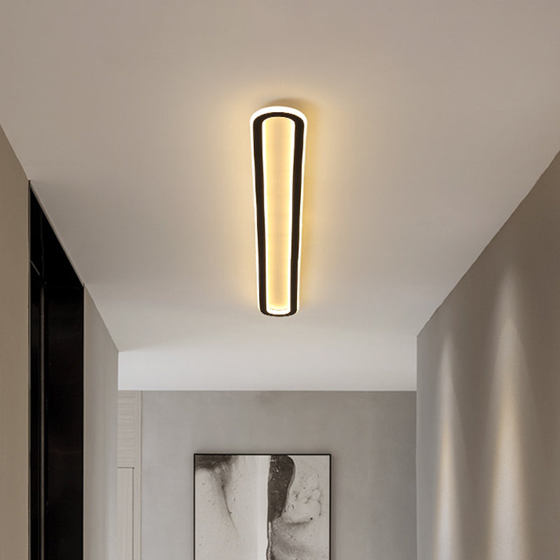 Elongated Slim Ceiling Mount Light Simplicity Acrylic 16"/23.5"/39" L LED Corridor Flushmount Lighting in Black, Warm/White Light