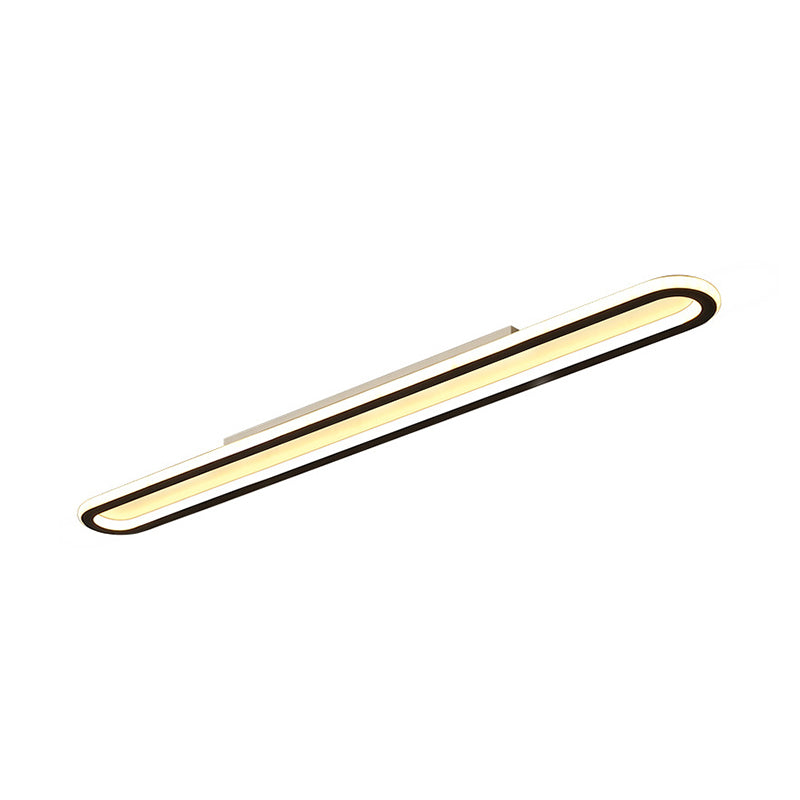 Elongated Slim Ceiling Mount Light Simplicity Acrylic 16"/23.5"/39" L LED Corridor Flushmount Lighting in Black, Warm/White Light
