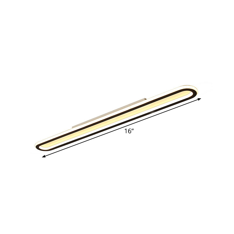 Elongated Slim Ceiling Mount Light Simplicity Acrylic 16"/23.5"/39" L LED Corridor Flushmount Lighting in Black, Warm/White Light