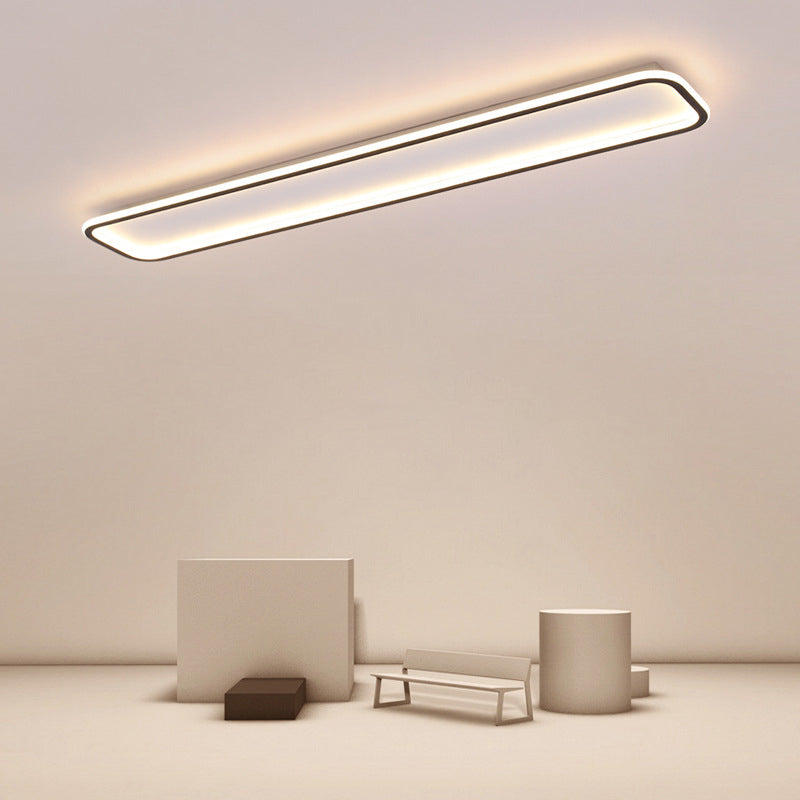 Lámpara de techo rectangular de acrílico, montaje empotrado LED negro minimalista en luz blanca/cálida, 16"/23,5"/31,5" de largo