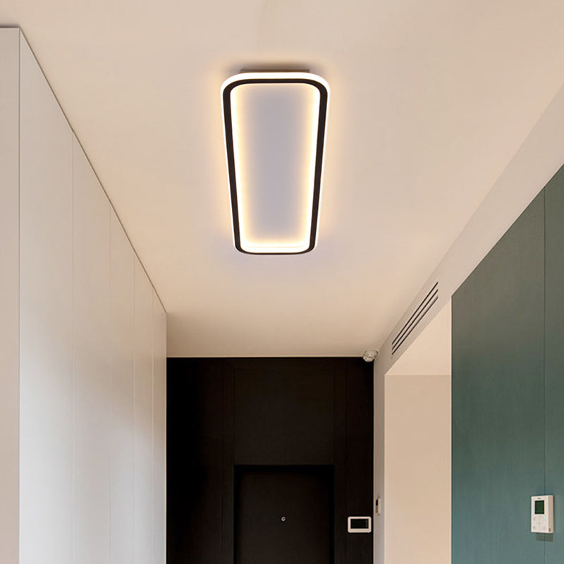 Lámpara de techo rectangular de acrílico, montaje empotrado LED negro minimalista en luz blanca/cálida, 16"/23,5"/31,5" de largo