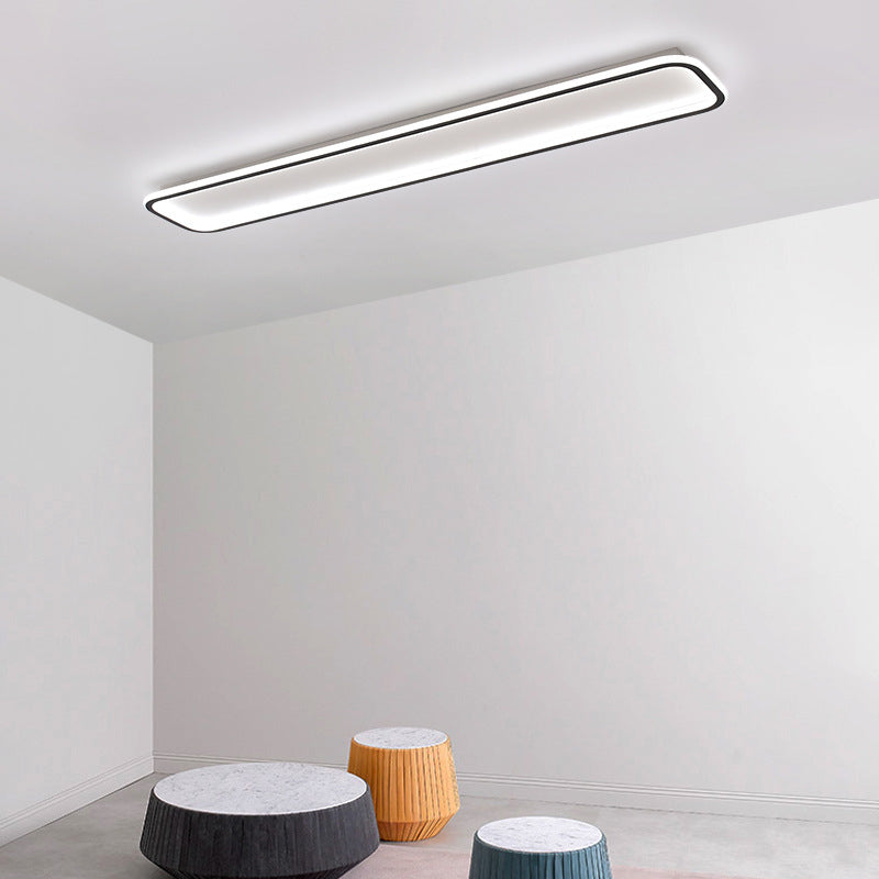 Lámpara de techo rectangular de acrílico, montaje empotrado LED negro minimalista en luz blanca/cálida, 16"/23,5"/31,5" de largo