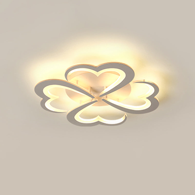 Blooming Flower Close to Ceiling Lamp Modern 4/9/12 Lights White LED Semi Flush Mount in Warm/White Light