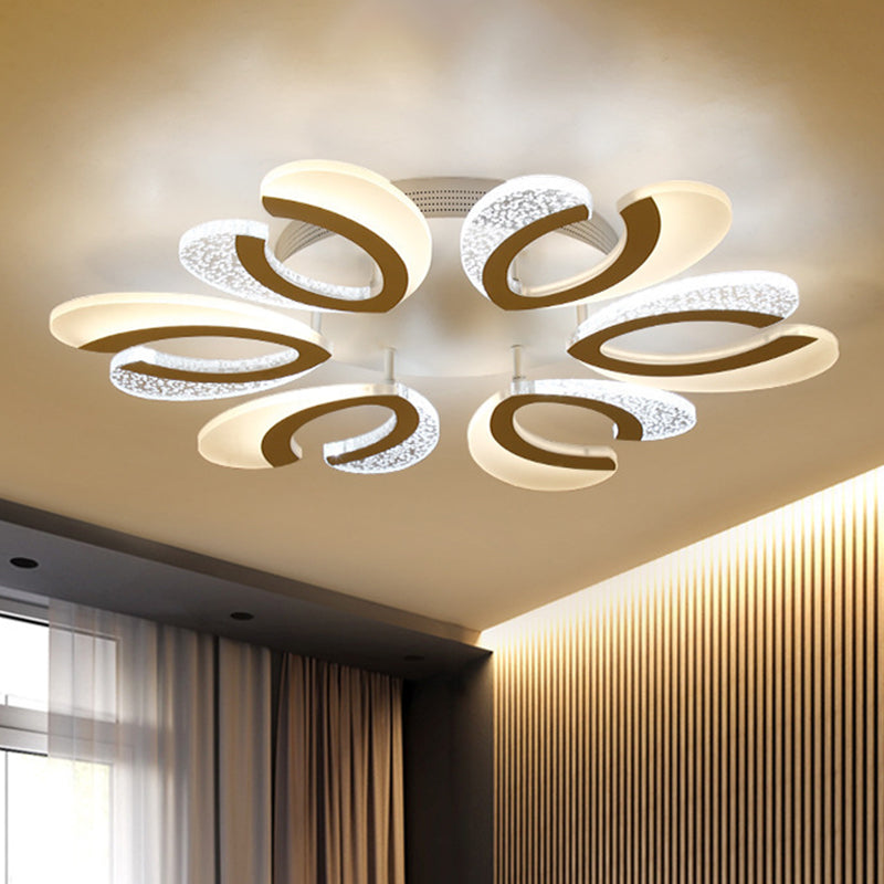 Stylish moderne 4/6/12 Lichter Deckenlampe Weiß Korallen LED Semi Flush Light mit Acrylschatten in warmem/weißem Licht