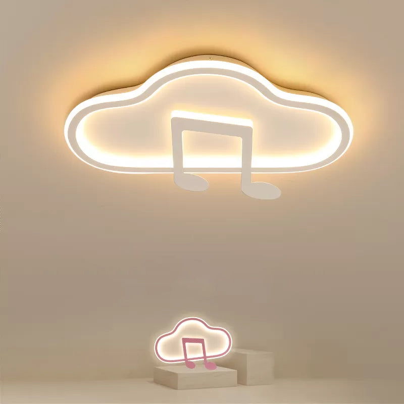 White/Pink Cloud Flush Light Fixture Creative Kids 19.5"/23.5" Wide LED Acrylic Ceiling Mount Lamp in Warm/White Light