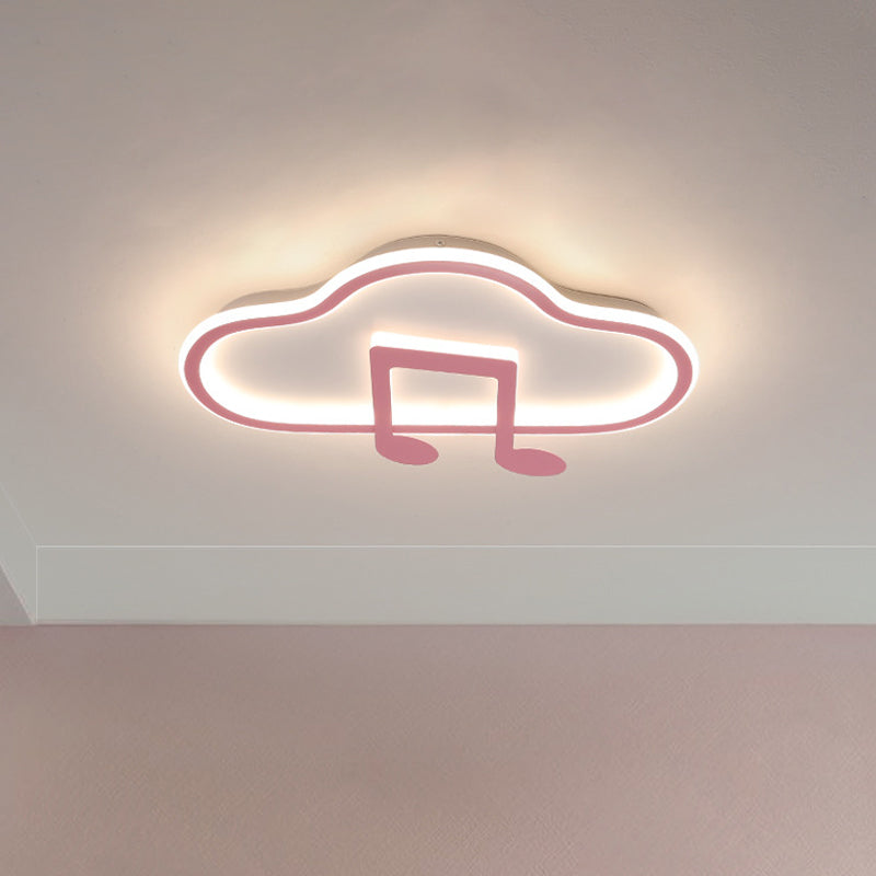 White/Pink Cloud Flush Light Fixture Creative Kids 19.5"/23.5" Wide LED Acrylic Ceiling Mount Lamp in Warm/White Light
