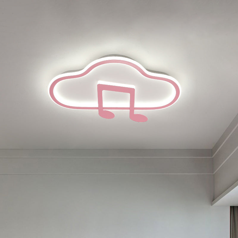 White/Pink Cloud Flush Light Fixture Creative Kids 19.5"/23.5" Wide LED Acrylic Ceiling Mount Lamp in Warm/White Light