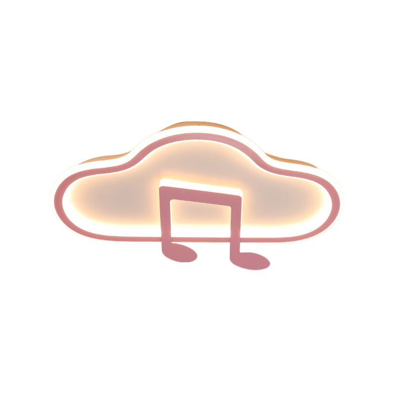 White/Pink Cloud Flush Light Fixture Creative Kids 19.5 "/23.5" Wide LED acrílico de montaje de techo de acrílico en luz cálida/blanca