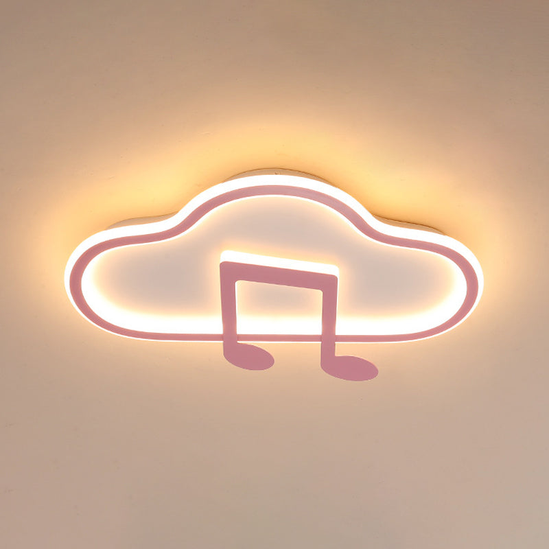 White/Pink Cloud Flush Light Fixture Creative Kids 19.5"/23.5" Wide LED Acrylic Ceiling Mount Lamp in Warm/White Light