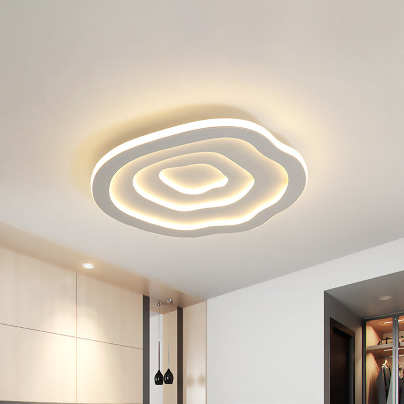 16"/19.5" W LED Bedroom Ceiling Lamp Modernist White Flush Mount Light with Flower/Pentagon/Triangle Acrylic Shade