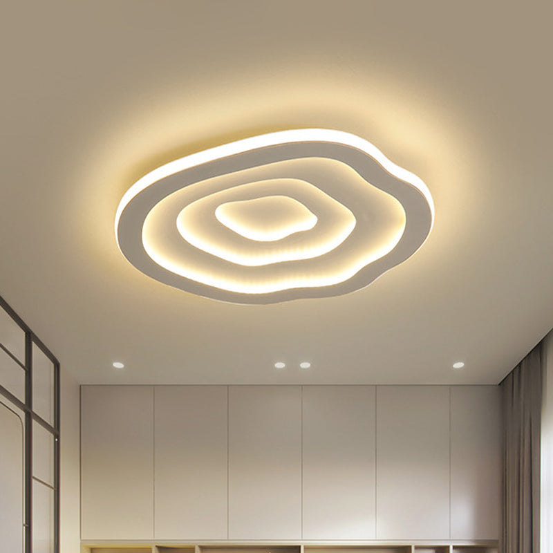 16"/19.5" W LED Bedroom Ceiling Lamp Modernist White Flush Mount Light with Flower/Pentagon/Triangle Acrylic Shade