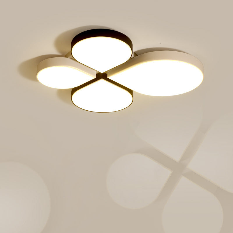 4-Leaf Clover LED Ceiling Lighting Minimalist Acrylic Black/White Flush Mount Light in Warm/White Light, 20.5"/23.5" Wide