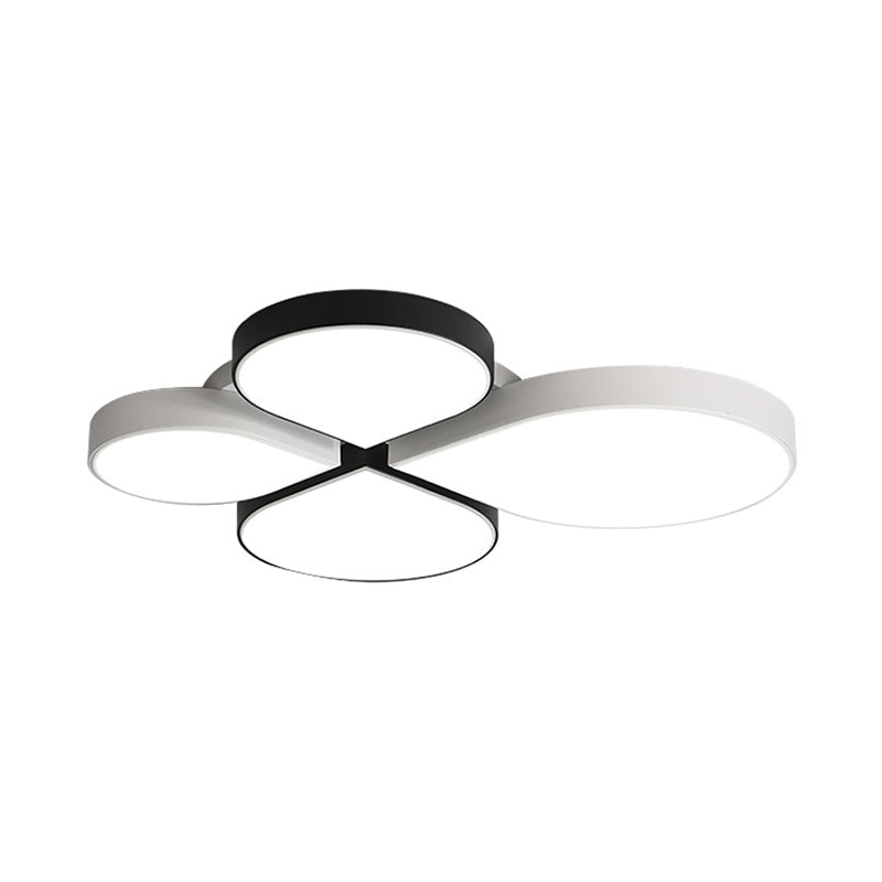 4-Leaf Clover LED Ceiling Lighting Minimalist Acrylic Black/White Flush Mount Light in Warm/White Light, 20.5"/23.5" Wide