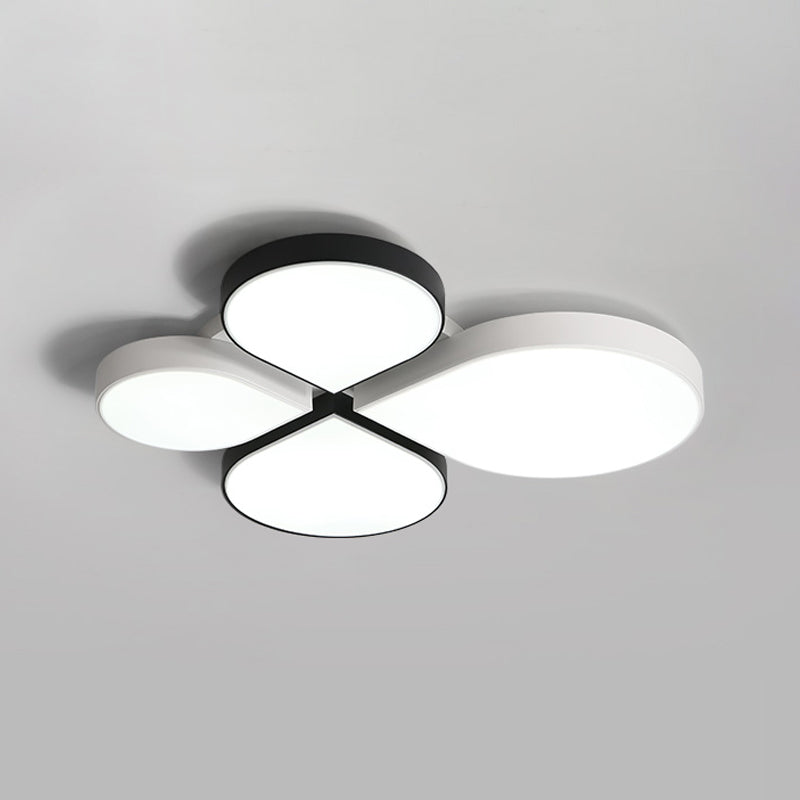 4-Leaf Clover LED Ceiling Lighting Minimalist Acrylic Black/White Flush Mount Light in Warm/White Light, 20.5"/23.5" Wide