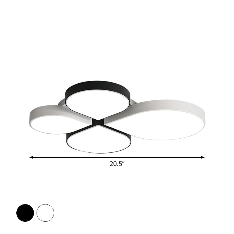 4-Leaf Clover LED Ceiling Lighting Minimalist Acrylic Black/White Flush Mount Light in Warm/White Light, 20.5"/23.5" Wide