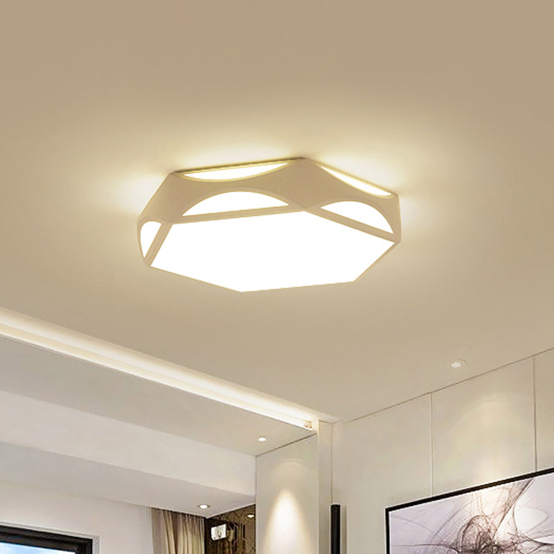 Black/White Hexagon Ceiling Flush Mount Contemporary Acrylic LED Flush Light with/without Remote Control