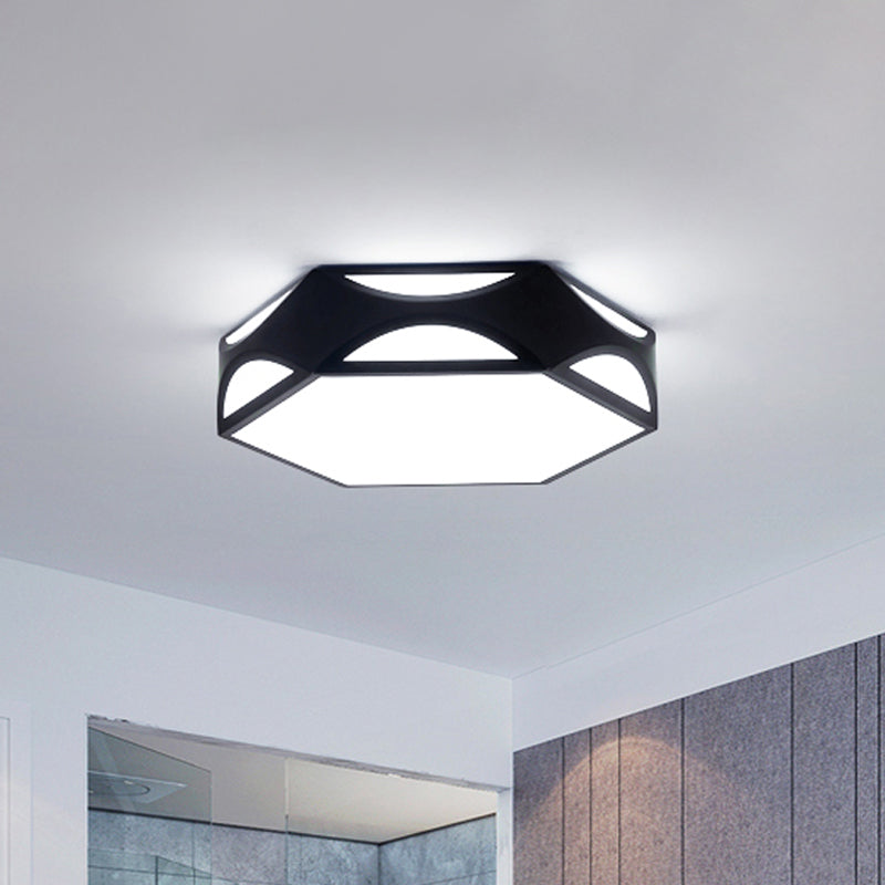 Black/White Hexagon Ceiling Flush Mount Contemporary Acrylic LED Flush Light with/without Remote Control