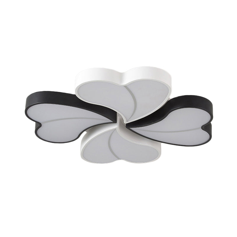 20.5"/24.5" Wide Clover Ceiling Light Nordic Acrylic Living Room LED Flush Mounted Light in Black and White