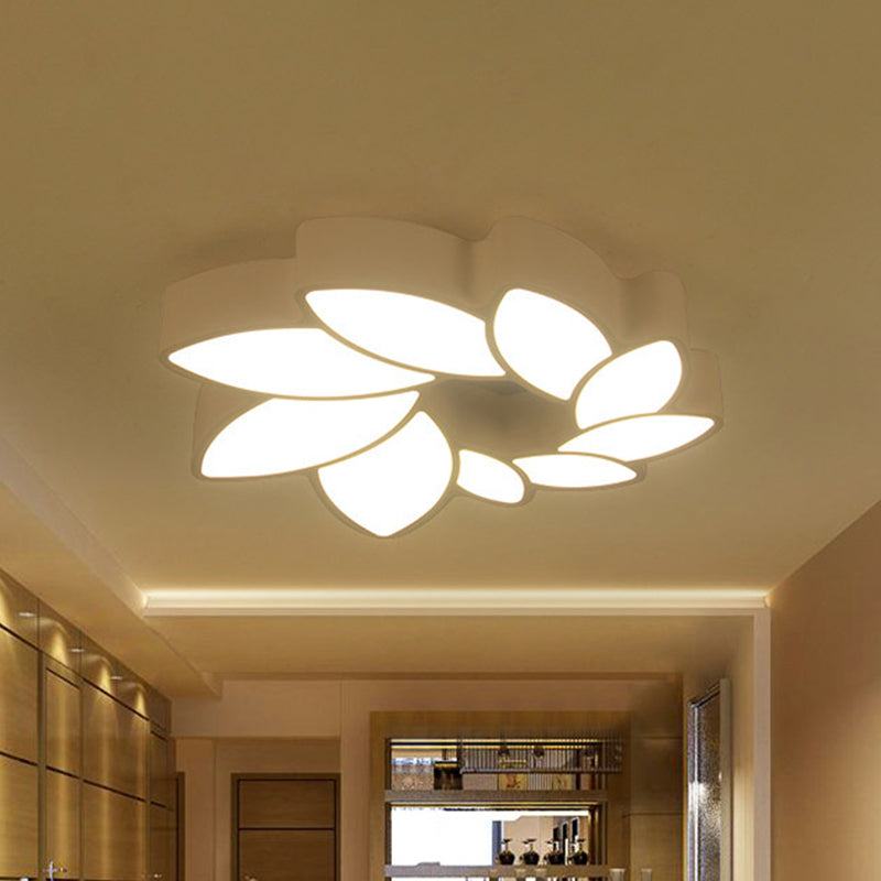 White Wreath Shaped Flush Mount Minimalism LED Acrylic Ceiling Lighting in Warm/White/3 Color Light for Living Room